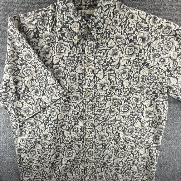 REYN SPOONER Floral Button Up Shirt Hawaiian Medium Cotton Blend Pocket Men - Picture 2 of 11